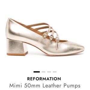 Reformation Gold Mimi Pumps Mary Jane’s Three Buckle Heels 8